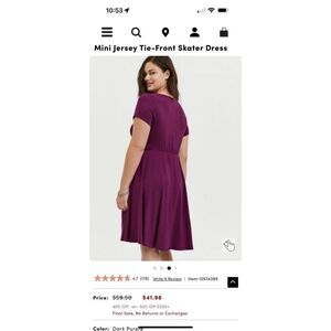 Torrid sz 2 rayon slub mini jersey tie front skater Dress